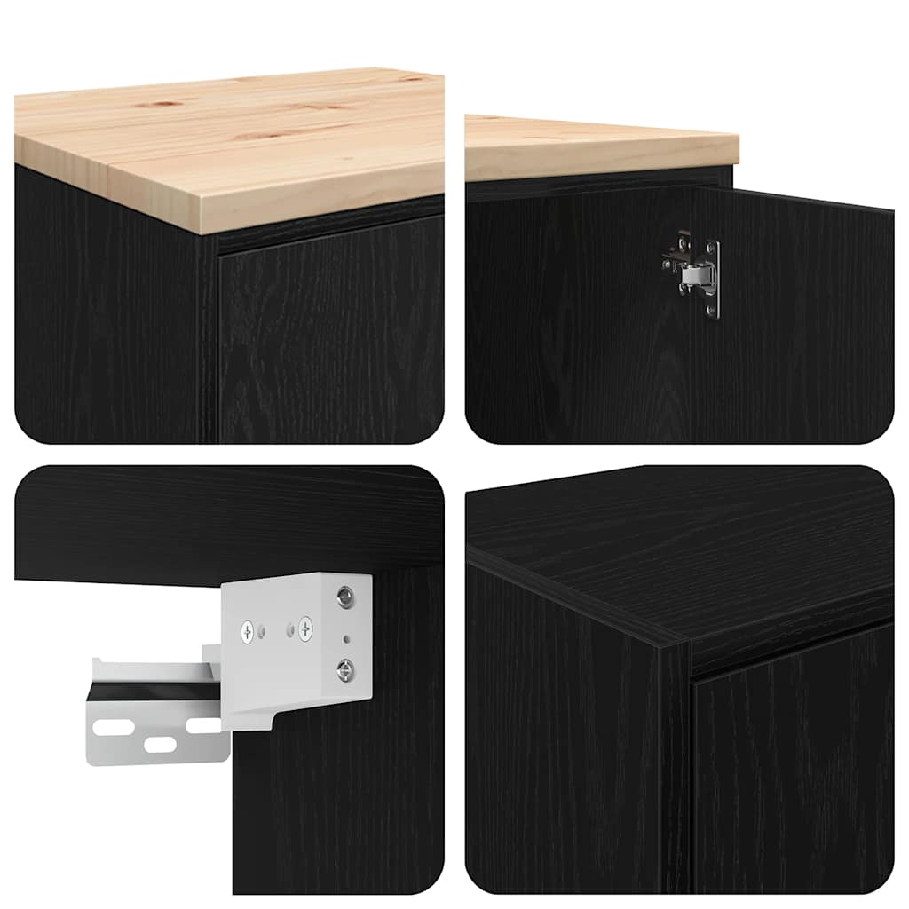 Garagenschränke 2 Stk. Schwarz Holzwerkstoff