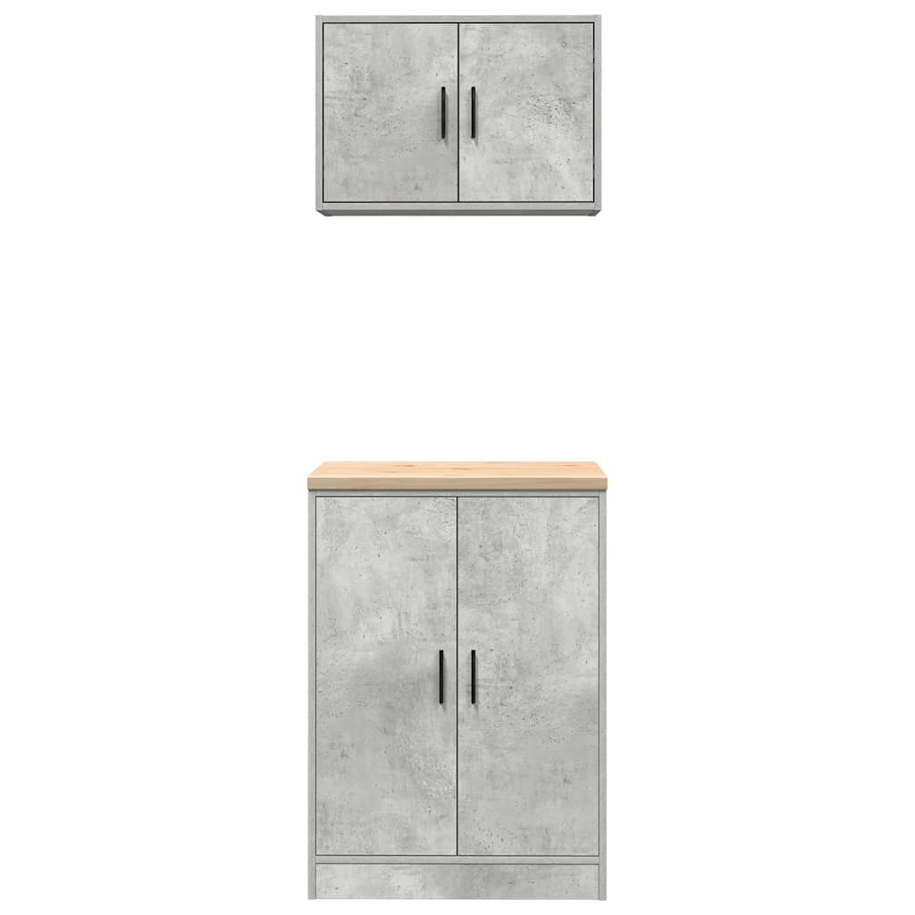 Garagenschränke 2 Stk. Betongrau Holzwerkstoff