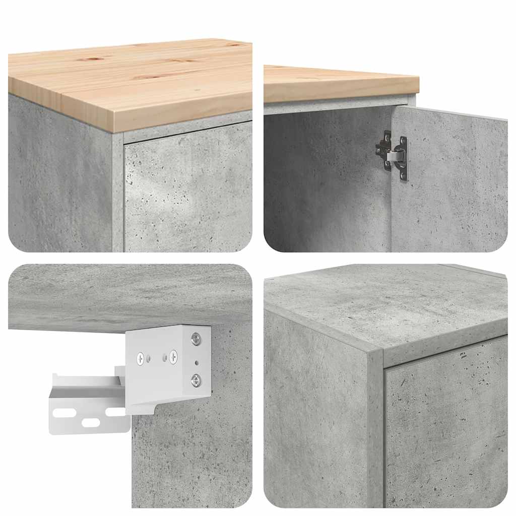 Garagenschränke 2 Stk. Betongrau Holzwerkstoff