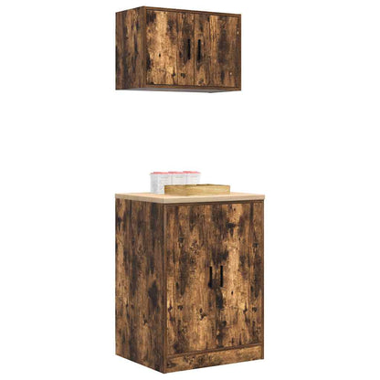 Garagenschränke 2 Stk. Räuchereiche Holzwerkstoff