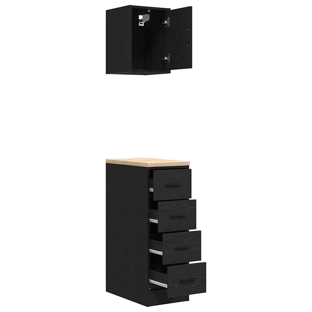 Garagenschränke 2 Stk. Schwarz Holzwerkstoff