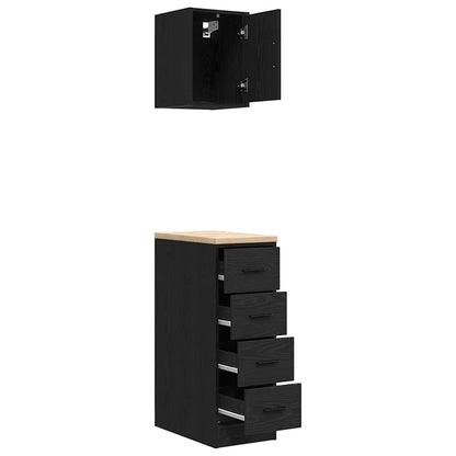 Garagenschränke 2 Stk. Schwarz Holzwerkstoff