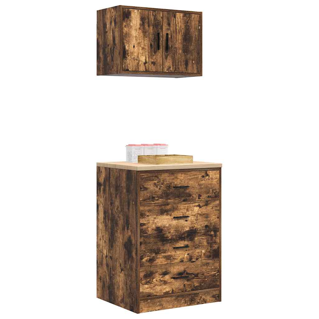 Garagenschränke 2 Stk. Räuchereiche Holzwerkstoff