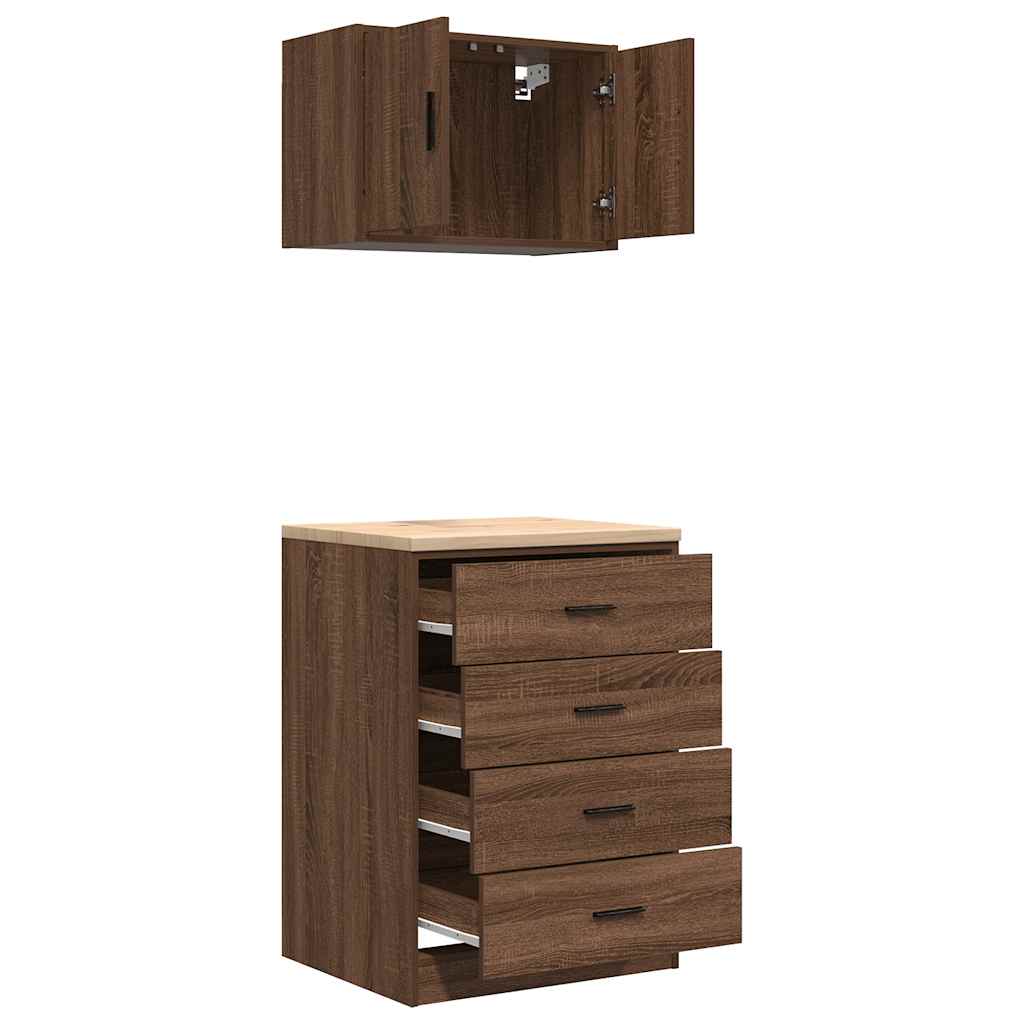 Garagenschränke 2 Stk. Braun Eichen-Optik Holzwerkstoff