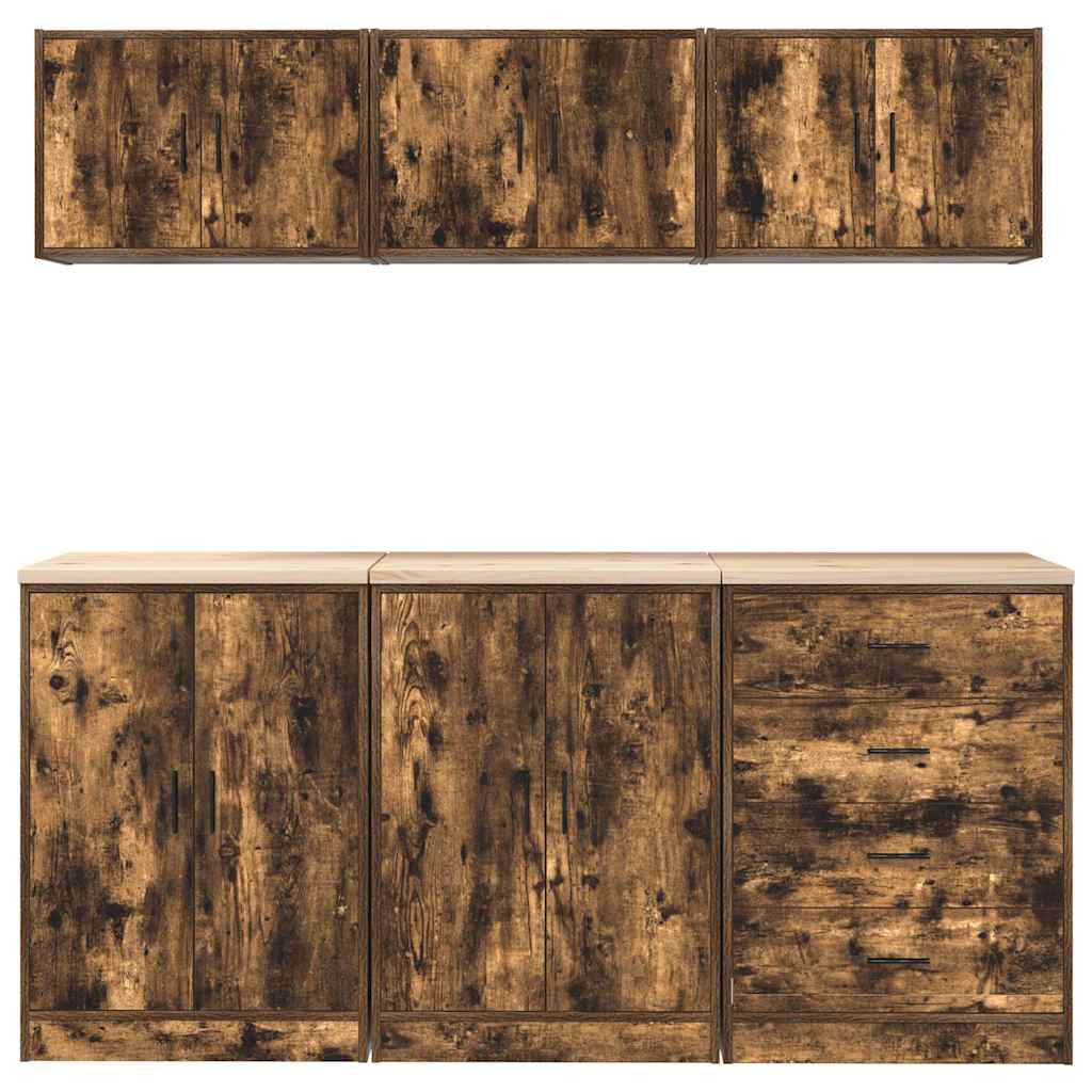 Garagenschränke 6 Stk. Räuchereiche Holzwerkstoff