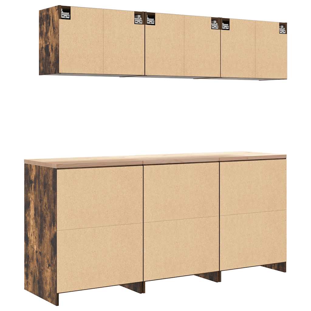 Garagenschränke 6 Stk. Räuchereiche Holzwerkstoff