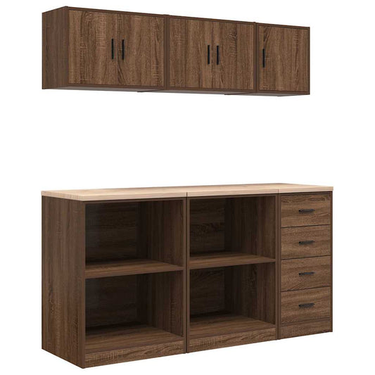 Garagenschränke 6 Stk. Braun Eichen-Optik Holzwerkstoff