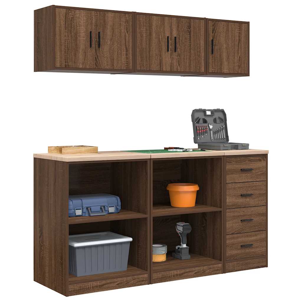 Garagenschränke 6 Stk. Braun Eichen-Optik Holzwerkstoff