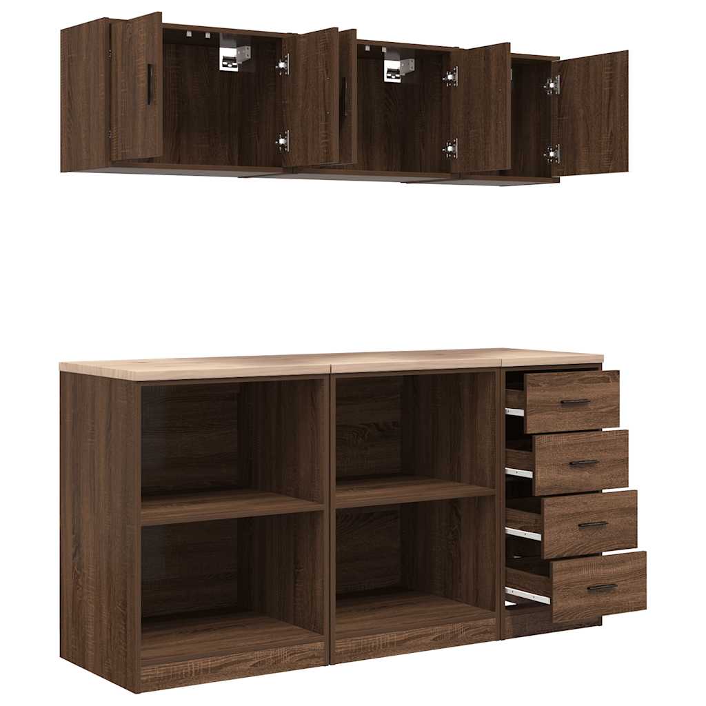 Garagenschränke 6 Stk. Braun Eichen-Optik Holzwerkstoff