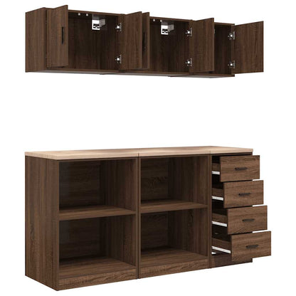 Garagenschränke 6 Stk. Braun Eichen-Optik Holzwerkstoff