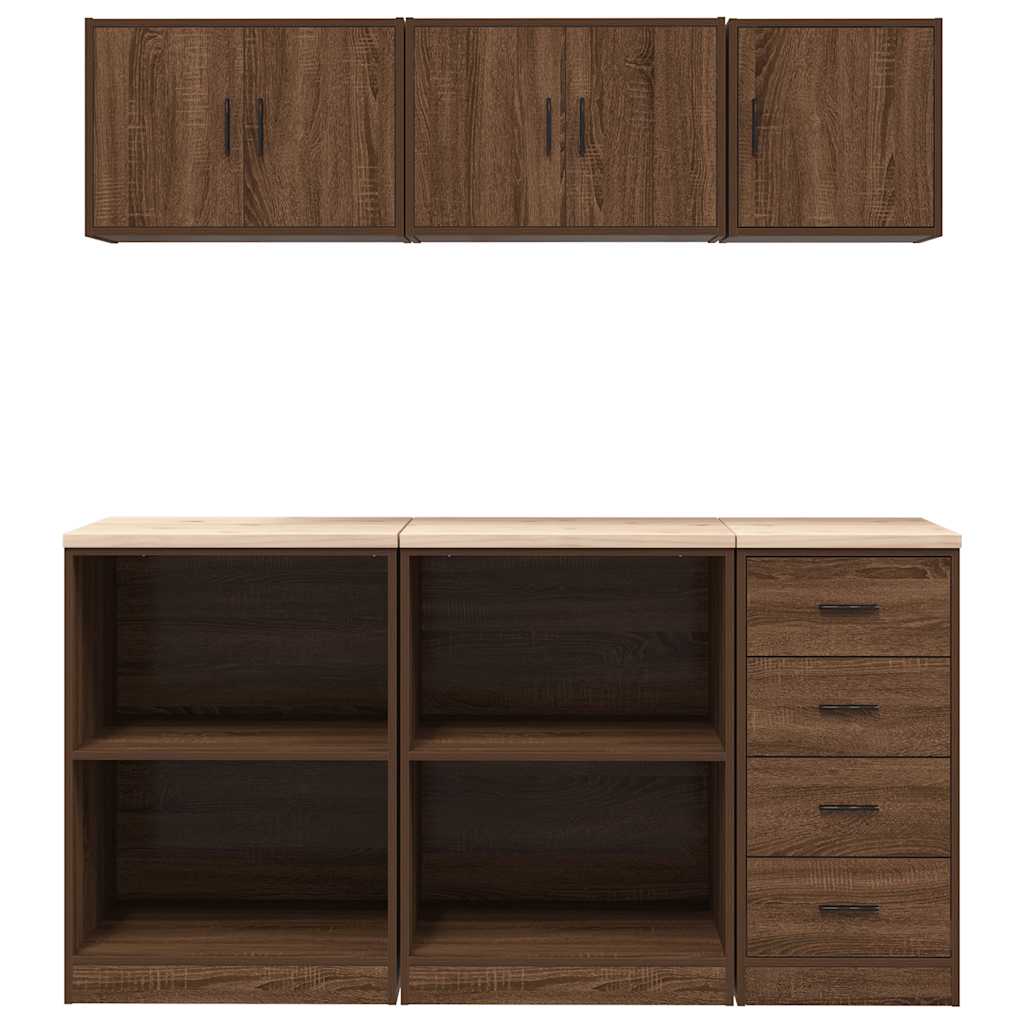 Garagenschränke 6 Stk. Braun Eichen-Optik Holzwerkstoff