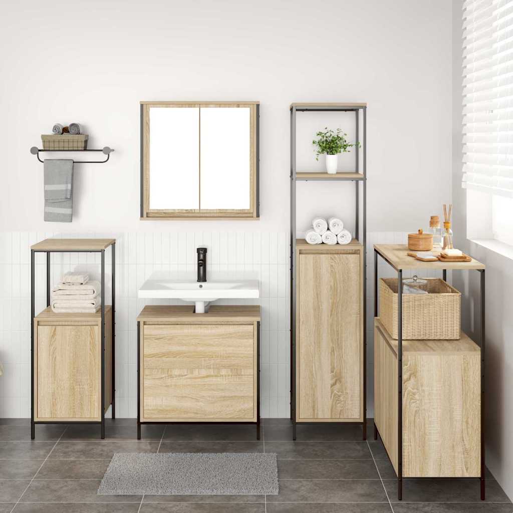 Badezimmermöbel Set 5 pcs Beige 76,5 x 35 x 95 cm Holzwerkstoff