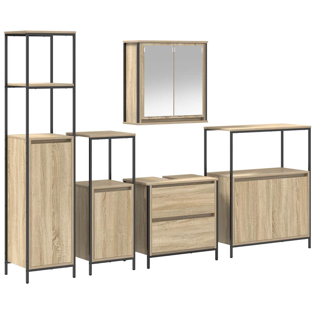 Badezimmermöbel Set 5 pcs Beige 76,5 x 35 x 95 cm Holzwerkstoff