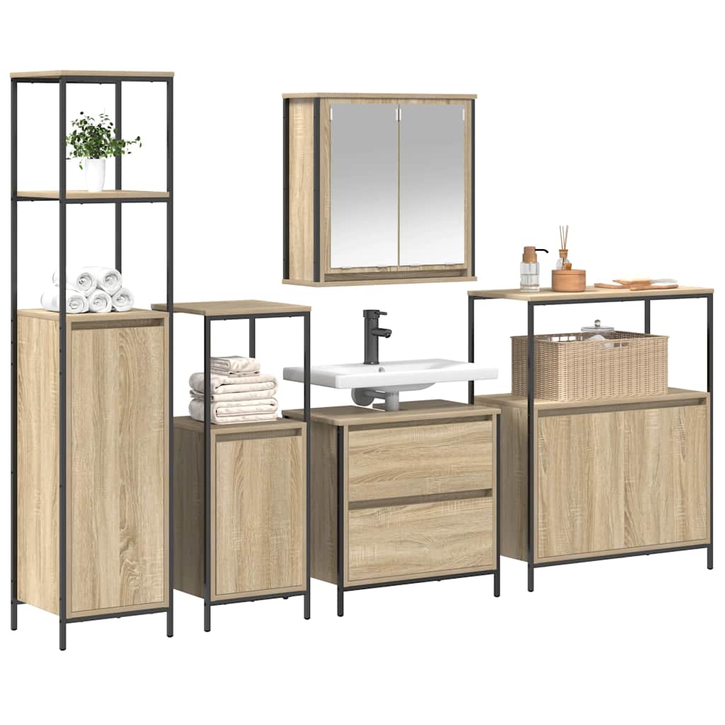 Badezimmermöbel Set 5 pcs Beige 76,5 x 35 x 95 cm Holzwerkstoff