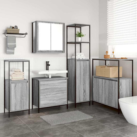 Badezimmermöbel Set 5 pcs Grau 76,5 x 35 x 95 cm Holzwerkstoff