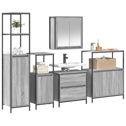 Badezimmermöbel Set 5 pcs Grau 76,5 x 35 x 95 cm Holzwerkstoff