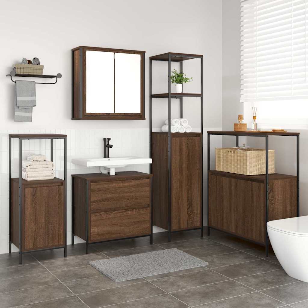 Badezimmermöbel Set 5 pcs Braun 76,5 x 35 x 95 cm Holzwerkstoff