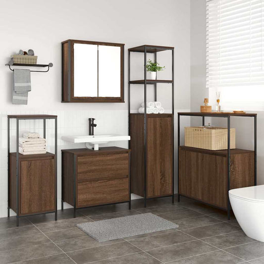 Badezimmermöbel Set 5 pcs Braun 76,5 x 35 x 95 cm Holzwerkstoff