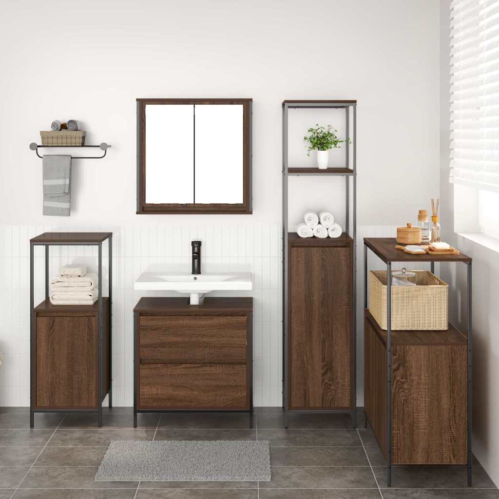 Badezimmermöbel Set 5 pcs Braun 76,5 x 35 x 95 cm Holzwerkstoff