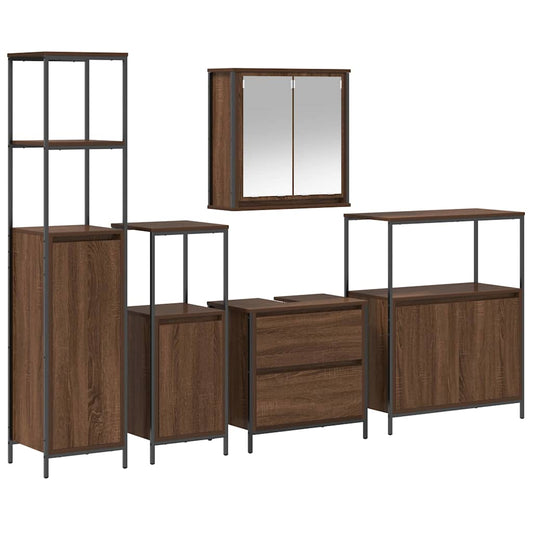 Badezimmermöbel Set 5 pcs Braun 76,5 x 35 x 95 cm Holzwerkstoff
