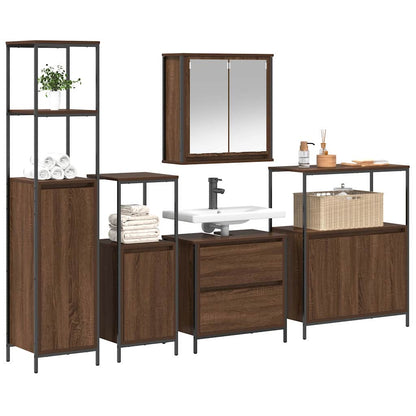 Badezimmermöbel Set 5 pcs Braun 76,5 x 35 x 95 cm Holzwerkstoff