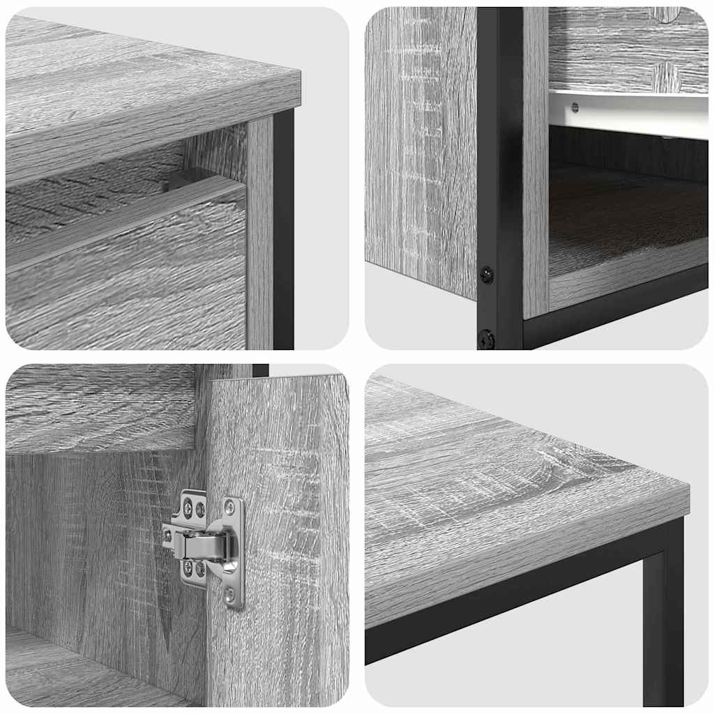 Badezimmermöbel Set mit Regal 2 pcs Grau Sonoma und Schwarz