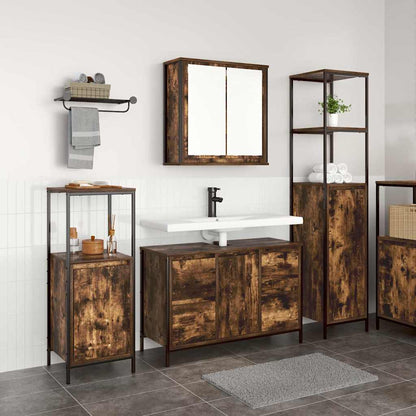 Badezimmermöbel Set mit Schubladen 3 pcs Rauchesche und Schwarz