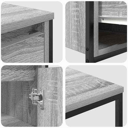 Badezimmermöbel Set mit Regal 3 pcs Grau Sonoma und Schwarz