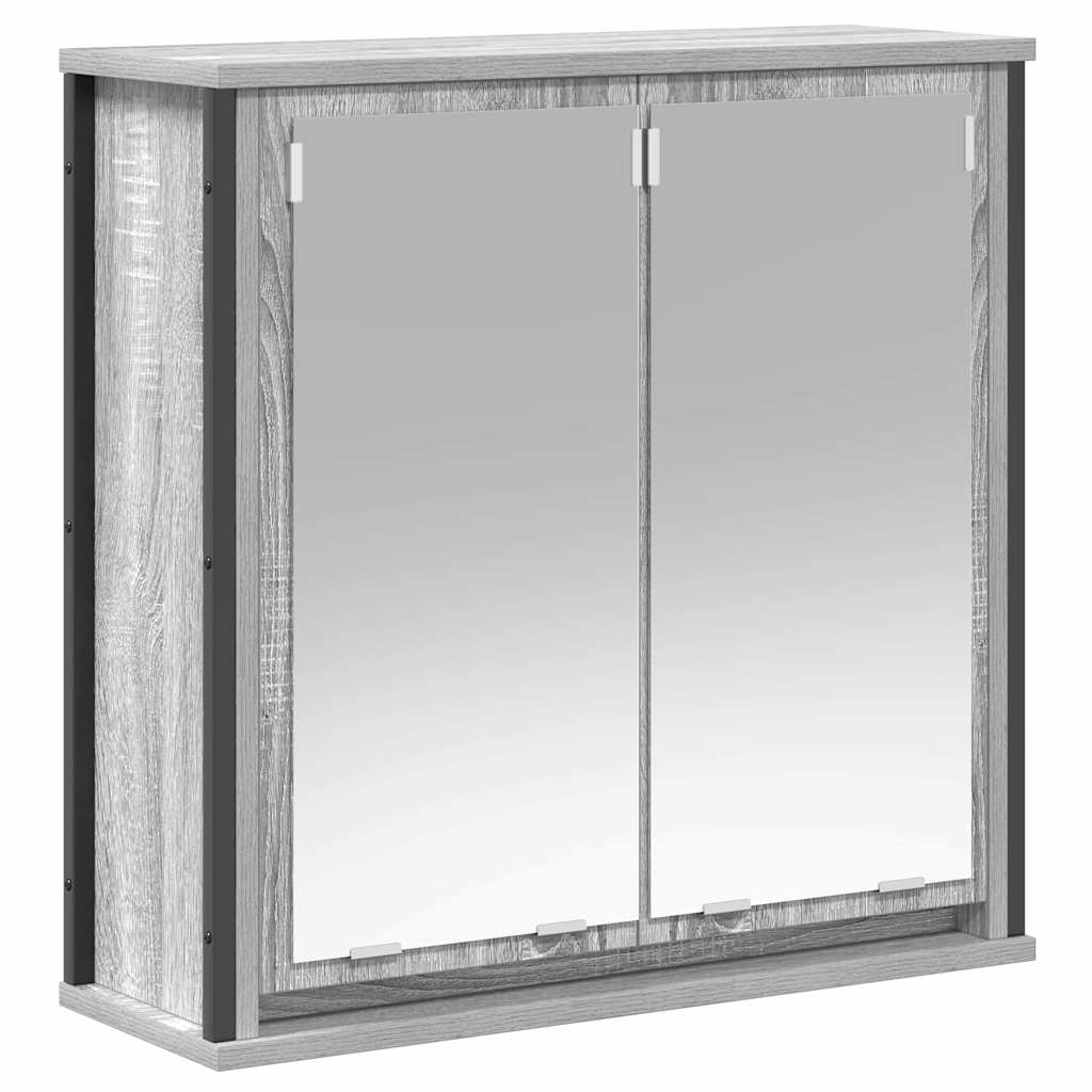 Badezimmermöbel Set mit Regal 5 pcs Grau Sonoma und Schwarz