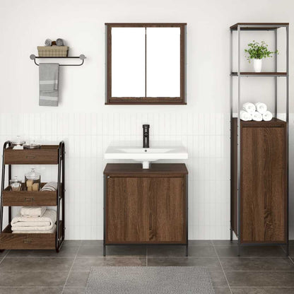 2-delt Badeværelsesmøbelsæt Brown Oak Look Træmateriale