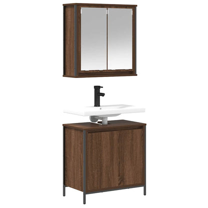 2-delt Badeværelsesmøbelsæt Brown Oak Look Træmateriale