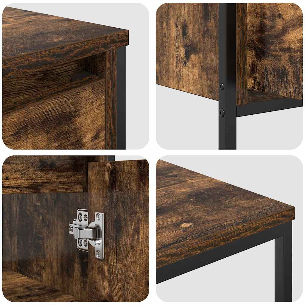 Badezimmermöbel-Set mit Tür 3 pcs Geräucherte Eiche und Schwarz