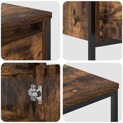 Badezimmermöbel-Set mit Tür 3 pcs Geräucherte Eiche und Schwarz