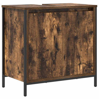 Badezimmermöbel-Set mit Tür 3 pcs Geräucherte Eiche und Schwarz