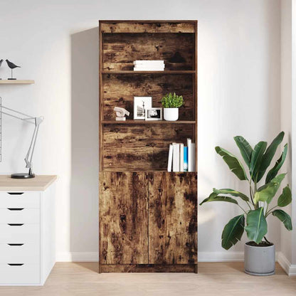 Highboard røget eg 70x35x180 cm træmateriale