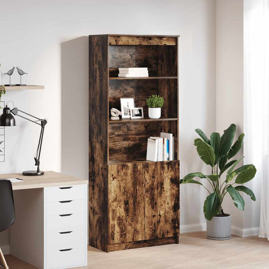Highboard røget eg 70x35x180 cm træmateriale