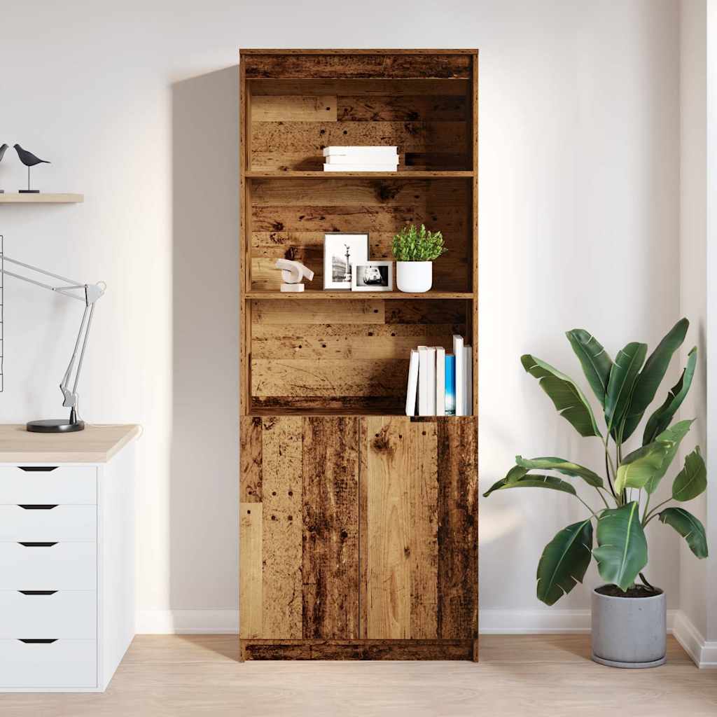 Highboard gammelt træ look 70x35x180 cm træmateriale