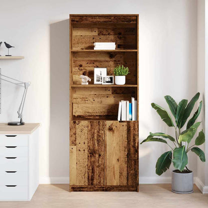 Highboard gammelt træ look 70x35x180 cm træmateriale
