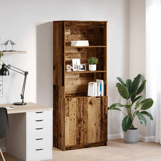 Highboard gammelt træ look 70x35x180 cm træmateriale