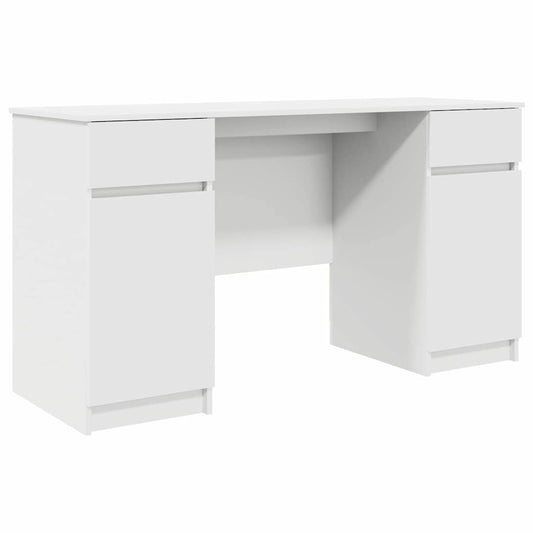 Schreibtisch mit Schubladen Weiß 140 x 49 x 76 cm Holzwerkstoff
