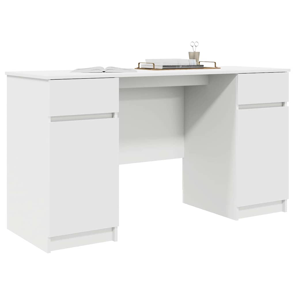 Schreibtisch mit Schubladen Weiß 140 x 49 x 76 cm Holzwerkstoff