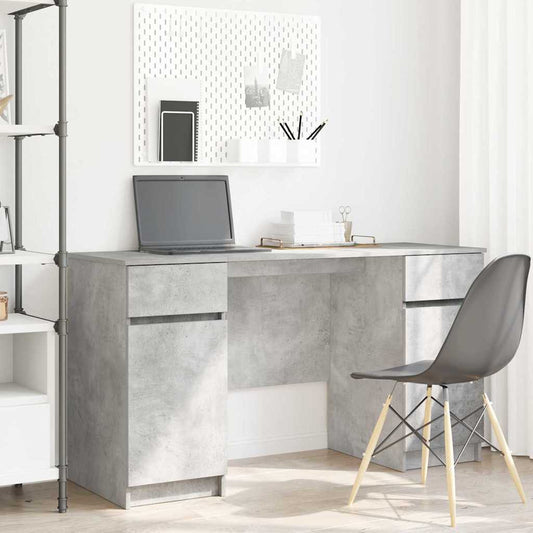 Schreibtisch mit Regal Betongrau 140 x 49 x 76 cm Holzwerkstoff