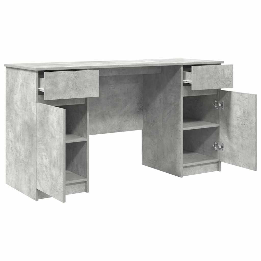 Schreibtisch mit Regal Betongrau 140 x 49 x 76 cm Holzwerkstoff