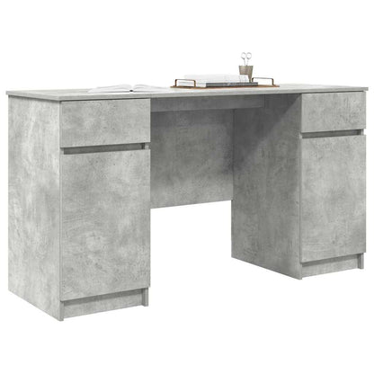 Schreibtisch mit Regal Betongrau 140 x 49 x 76 cm Holzwerkstoff