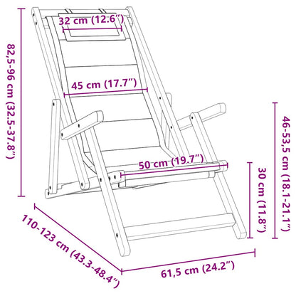 Strandstuhl mit Armlehnen Klappbar Creme Akazienholz Textilene