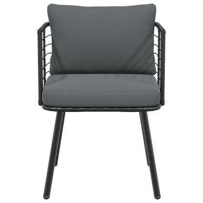 Gartensessel mit Kissen Schwarz Poly Rattan
