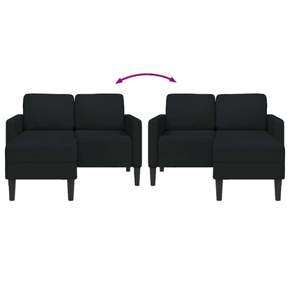 2-Sitzer-Sofa mit Chaiselongue L-Form Schwarz 125 cm Stoff