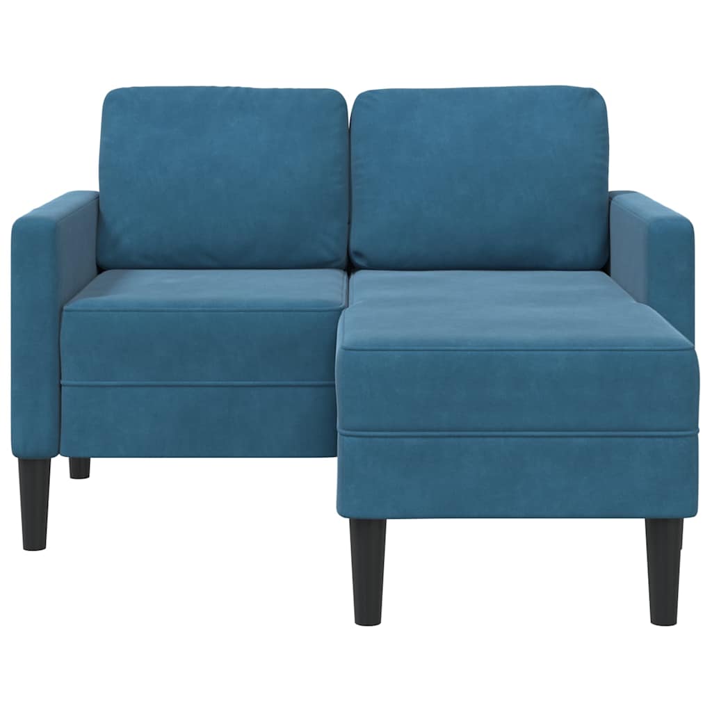 2-Sitzer-Sofa mit Chaiselongue L-Form Blau 125 cm Samt