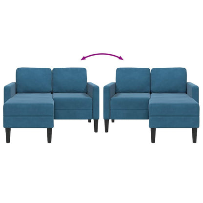 2-Sitzer-Sofa mit Chaiselongue L-Form Blau 125 cm Samt