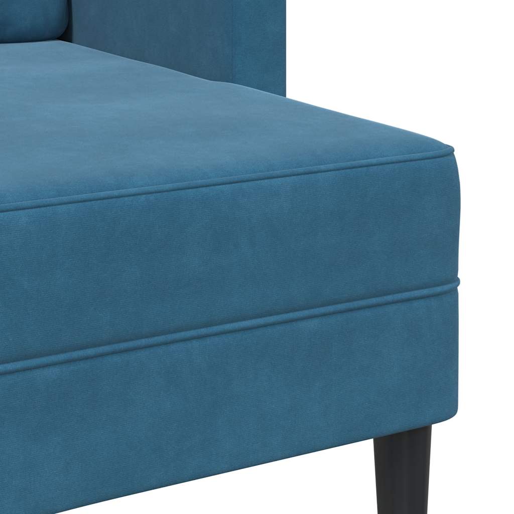 2-Sitzer-Sofa mit Chaiselongue L-Form Blau 125 cm Samt